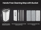 JOYMOOP Mop and Bucket with Wringer Set, Hands Free Flat Floor Mop and Bucket, with 3 Washable Microfiber Pads, Wet and Dry Use, Floor Cleaning System