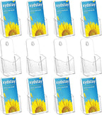 12 Pack Acrylic Brochure Holder 4x9 Inches Slant Back Design, Clear Display Stand, Plastic Table Stand Sign Holder,Pamphlet Holder Flyer Holder, Acrylic Display Stand