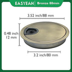 1 Pcs Desk Grommet 3-1/8" / 80 mm, Desk Cord Hole Cover, Cable Grommet Metal Zinc Alloy Materilal, Desk Hole Grommet for Home & Office Pc, Detachable Cable Cord Organizer-Bronze