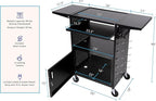 Line Leader Stellar AV Cart - Computer Cart with Customizable Pegboard & Hooks, Locking Cabinet and Tray, UL Certified Power, Mobile Workstation with Locking Wheels, Ideal for Laptop & Charger Storage