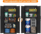 Metal Garage Storage Cabinets,Locking Garage Cabinets with 2 Door and 4 Adjustable Shelves,Steel Tall Cabinet for Home Office,Warehouse,School,Black