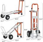 3-in-1 Folding Hand Truck, 800lbs Aluminum Convertible Hand Truck, Dolly for Moving,Heavy Duty Industrial Platform Cart Handtruck for Construction, Logistics, Shopping, Home, Office Moving (Orange)
