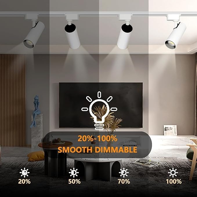 Super Brightness 4000K Natural Light Dimmable Brightness 25W 2000lm White H Type LED Track Lighting Kit System with 26 FT Track Rails, Ceiling Spotlight Fixture with Installation Package