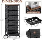 Rolling Cart with Drawers,12 Drawer Rolling Cart,Rolling storage cart with drawers,Black Rolling Drawer Cart,Teacher Rolling Cart for Classroom Storage,Craft Cart with Wooden Tabletop