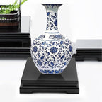 MDEOOSKY Wooden Display Stand Square Wood Display Base Display Risers Square Vase Riser Teapot Aquarium Lamp Base Home Decoration 7.9" W x 7.9" D x 1.7" H (Black)
