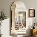 GLSLAND-30x71 inch Wall Mount Arched Full Length Mirror-Aluminum Alloy Frame High Definition-Full Body Mirror for Bedroom or Living Room,Silver