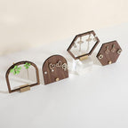 GemeShou 3pcs wooden jewelry earring organizer holder, walnut earring studs stand for boutique store, cute earring display for selling with 6 holes on each【Earring stand-Arch-3pcs】