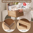 KIRIGEN Stackable Wood Storage Cube /Basket/ Bins Organizer for Home Books Clothes Toy - Modular Open Cubby Storage System - Office Bookcase Closet Shelves C15-DBR