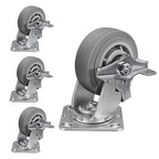 5'' × 2'' Caster Wheels, Heavy Duty Industrial Casters Set of 4 Rubber Wheels, Load 2800lbs Capacity, Swivel Caster for Cart Dolly Toolbox (2 Brake & 2 Swivel)