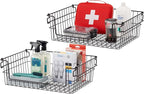 TRINITY 2-Pack Stackable Metal Wire Storage Baskets With Handles, Black, 19 Inches