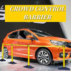 BESEA 4 Pack 36" Yellow Crowd Control Barriers with 10FT Retractable Belt, Heavy Duty Rectangle Base Stanchions for Queue Management, Event, Hotel, and Airport Use