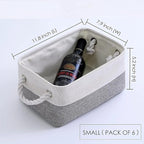 Storage Baskets 12x8x5 inch 10 Pack Fabric Baskets Foldable Storage Bins Decorative Baskets cloth storage baskets Storage Foldable Storage Bin with Rope
