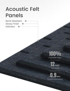 Felt Bulletin Board Tiles Large 48" x 36" Cork Board Alternative-12 Pack with 70 Adhesive Tabs, Thick Slat Wall Panels for Office Decor, Push Pin Board Wall Organizer -Deep Charcoal Blue