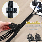 13 1/8ft -5/8Inch Cable Management Sleeve Split Black Cord Protectors Cat Dog Pet Proof - Braided Self-Closing Wire Loom Tubing for Desk PC/TV/Computer/Home Theater/Engine Bay Wire Organizing