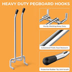 INCLY 4/6 Inch Pegboard Hooks, 36 Pack Heavy Duty Double Arm Peg Board Straight Hooks, Peg Board Tool Hangers Fit for 1/4" Pegboard Garage Hanging Tools, Craft Organizing, Kitchen, Store