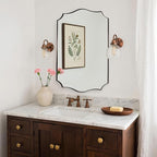 ANDY STAR Brushed Bronze Mirror, 24"x36" Bronze Rectangle Mirror, Bathroom Mirror with Anti-Rust Stainless Steel Metal Frame, Stunning Curved Design Ideal for Home Remodel