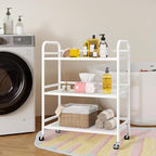 HDANI 3 Tier Metal Rolling Heavy Cart Supports 40 Lbs Per Tier,Mesh Rolling Cart with 2 Lockable Wheels for Office,Home,Bedroom,Kitchen,Bathroom(White)