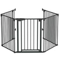 Bonnlo 120 Inches Wide Configurable Baby Gate, Fireplace Safety Fence/Guard, Adjustable 5-Panel Metal Play Yard for Toddler/Pet/Dog, Christmas Tree Fence, Includes 4 Pack of Wall Mounts, Black