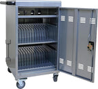 Laptop and Tablet Charging Cart, 32 Unit Device Mobile Charging Station for Chromebook, Tablet, Laptop, with Charging Port Screen Size Up to 16.3", Suitable for Office, Classroom, etc (Silver)