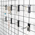 HUHOLE Black Gridwall Hooks 2 Inch, 4 Inch, 6 Inch, 60PC Heavy Duty Grid Wall Accessory, Durable Grid Wall Hook Solution for Tool Organization, Garagre, Retail Display, Hooks for Gridwall Panel