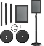 Sign Holder Sign Holder Stand Sign Stands for Display 8.5 x11 Inches Sign Stand Adjustable Standing Sign Holder 360° Rotating Signage Stand for Restaurant , Business, Supermarket Indoor Outdoor Display（Black）