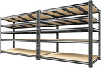 55.1" W Garage Shelves 2230LBS Storage Shelves, 5 Tier Adjustable Metal Shelving, Garage Shelving for Storage, Basement, Warehouse, Pantry, Kitchen, 55.1" W x 24.1" D x 72.1" H, Black, 2 Pack
