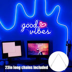 Blue Good Vibes Neon Signs for Wall Decor, Room Decor Aesthetic Good Vibes Neon Light Blue, USB Powered Game LED Sign for Bedroom, Gamer Light up Sign for Christmas Teen Boys Girls Men Cave