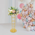 Wedding Flower Display Stand, Gold Open Flower Frame, 46.65 in Tall Metal Floral Riser, Wedding Centerpiece Top Flower Display Stand Pedestal, for Wedding Birthday Party Events Decor