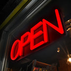 HiNeon Red LED Open Sign, 20"x7" Light-Up Business Sign with Remote, 12V Plug-In, Hanging Chain Included