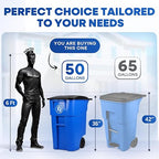 50 Gallon Trash Can, Blue Outdoor Garbage Can, Wheeled Outside Recycling Bin, Outdoor Trash Can with Lid and Wheels, Large Rolling Waste Container for Home, Office, Garage