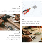 Garneck 7Pcs Tool Storage Hook Set for Pegboard Heavy Duty Silver Wrench Coil Tape Screwdriver Hangers Space-Saving Utility Tool Organizers for Garage Workshop Home Use