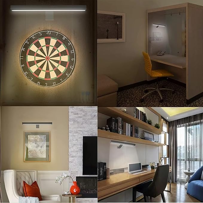 MIOBLUE Cordless Picture Lights with Remote, 16in Metal Battery Operated Picture Light,Rechargeable Display Lamp with 3 Lighting Modes, Dimmable Dartboard Light with Timer for Frame Wall Portrait Art