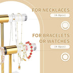Necklace Holder Bracelet Holder, 2-Tier Acrylic Jewelry Display Stand Gold Jewelry Tower Stand Crystal T Bar Jewelry Organizer Gift for Women(2-Tier 1pc)