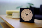 Wooden Desk Clock Japanese Handcrafted Solid Wood Clock Silent Non-Ticking Battery Operated Modern Decorative for Living Room Bedroom Office LINE Desk Clock CH-075 (Black)