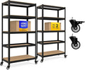 HOMEDANT House 5-Tier Metal Rolling Cart Shelf Rack Casters Heavy Duty Laminated Wheel Shelving Unit Adjustable Utility Storage Shelves Organizer Shelf Kitchen Garage (2, (M) 36.2" W, Black)