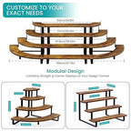 ELITEROO Wooden Display Stand, Tiered Display Riser with Metal Frame for Perfume Cupcakes Collectibles, Tabletop Retail Display Shelves Rack for Vendors Craft Show, Corner Curved