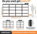 HOMEDANT 5 Tier Storage Shelves Adjustable Laminated Boltless Garage Metal Shelving Unit Heavy Duty Utility Rack Shelf Warehouse Pantry Closet Kitchen (10, (M) 35.9" W, Black)