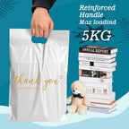 JinRuiKJ Poly Mailers with Handle 12x15.5 Inch 50 Pcs, Easy to Carry Packaging Bags for Small Business, Thank You Shipping Bags with Self Adhesive Strip, Tearproof and Waterproof - White