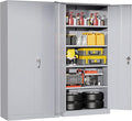 Superday Metal Storage Cabinet with Lock, 72" H Garage Storage Cabinet with Doors and 4 Adjustable Shelves,Grey Steel Locking Cabinets for Office, Home, Garage, Gym, School