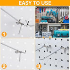 Shimeyao 100 Pcs Peg Board Shelving Hooks Stainless Steel Hanging Board Pegs Wall Display Hooks Bulk for 1/8 1/4 Garage Storage Organizer Accessories(6 Inch,Silver)