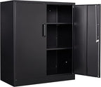 SISESOL Metal Storage Cabinet Locked Steel Cabinet with 2 Adjustable Shelves,Office Cabinet Locking Tool Cabinets,Kitchen Storage Cabinets Metal Locker Small Counter Height Storage Cupboard 36" H