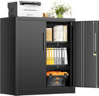 INTERGREAT Metal Garage Storage Cabinet, 36" Lockable Storage Cabinet with 2 Doors and 2 Adjustable Shelves, Steel Black File Cabinet Great for Home Office, Garage, Warehouse, Study Room