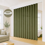 Faux Linen Semi Sheer Room Divider Curtain with Flexible Curtain Track, Light Filtering Privacy Curtain for Patio Sliding Glass Door, Room Dividing, Living Room Bedroom, Olive Green, W72xL84, 1 Panel