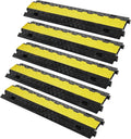 VEVOR 5 PCs TPU Cable Protector Ramp - Heavy Duty 2-Channel Speed Bumps for Road, Odor-Free Eco-Friendly TPU with TPR Cover, for Driveway, Hose, Floor Cord Cover, 22,000 lbs/Axle Capacity