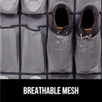 GORILLA GRIP Over the Door Shoe Organizer, 12 Large Breathable Mesh Pockets, Space Saving Hanging Storage Holder, 2 Hook Closet Rack Hanger, Hangs on Closets for Shoes, Accessories, 64H x 9.5W Gray