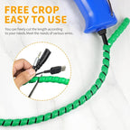 Spiral Cable Wrap, 16.4ft, 33ft Wire Protection Sleeve Cover Cable Organizer Pipe Flexible Spiral Wrap Winding Tube Prevent Cat from Chewing Cables (Green, 10mm (3/8")-33ft)