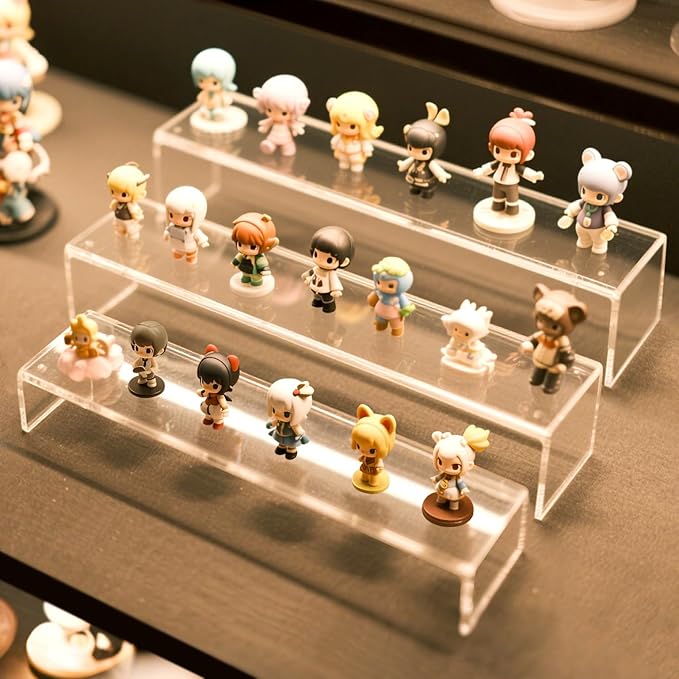 Acrylic Display Riser Stand,6Pcs 12'' Length Tier Display Stands, Thickened to 0.2''(5mm) Acrylic Shelf Risers for Perfume Display,Risers for Buffet Table,Cupcake Stand,Pop Figurines,Tumbler,Food