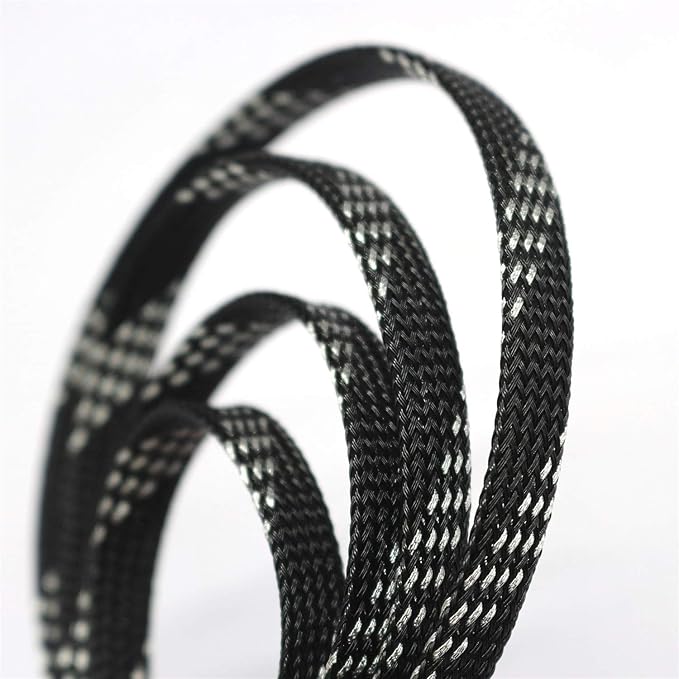 30ft PET Expandable Sleeving Wire Cable Sleeve (1/4", Silver&Black)