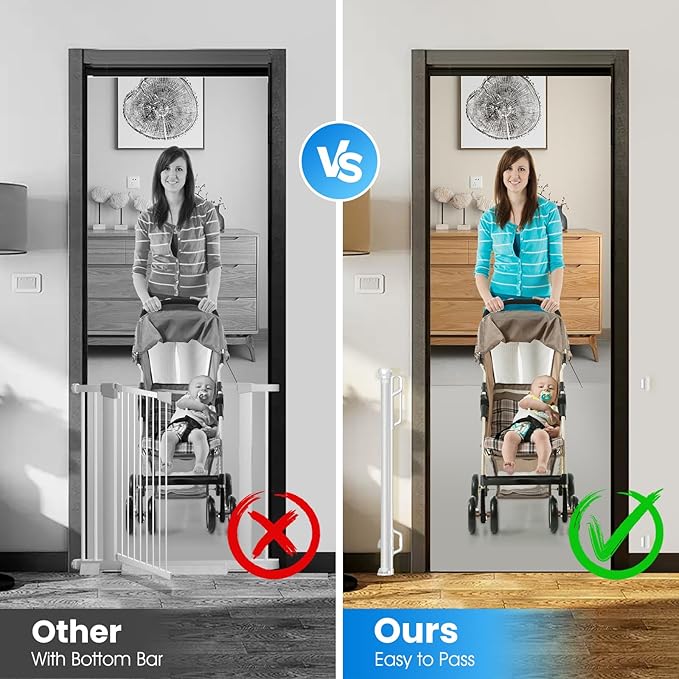 Retractable Safety Baby Gate or Mesh Dog Gate,Durable Portable Mesh Retractable Gate,Easy to Use for Stairs, Doorways, Hallways, Indoor, Outdoor, 33.5" Tall, Up to 45" Wide, White