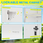 Pataku Metal Storage Cabinet, Garage Cabinet with Doors and Shelves Lockable Steel Multifunctional Cabinets, White File Cabinets for Home, Office, Garage, Warehouse